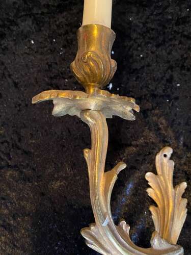 A Single Twin Arm Brass Rococo French Wall-light