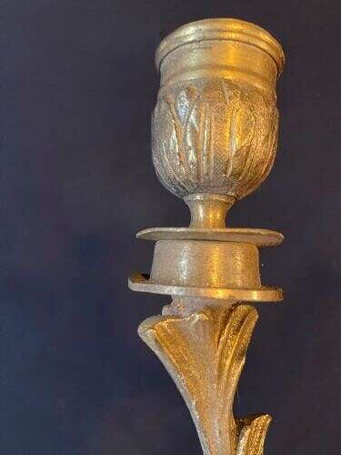 A PAIR OF FIVE ARM BRASS FRENCH WALL-LIGHTS