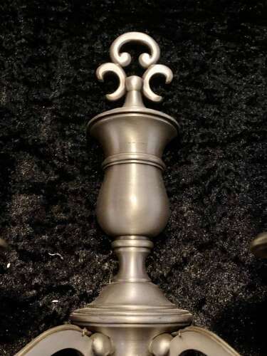 A Pair of Dutch Twin arm Wall-lights pewter colour