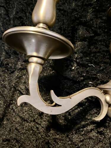 A Pair of Dutch Twin arm Wall-lights pewter colour