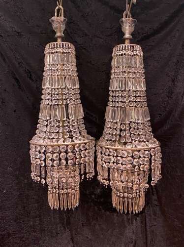A Pair of French Tent and Waterfall Antique Chandeliers