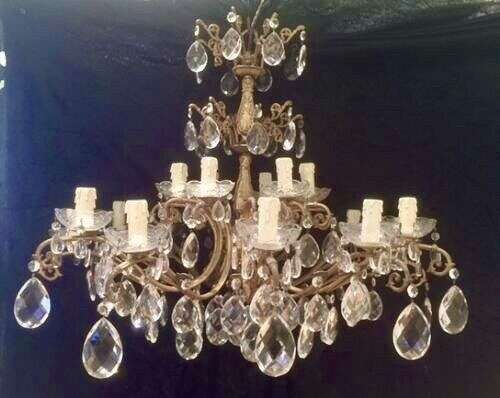 An Italian Two Tier 18 Light Antique Chandelier