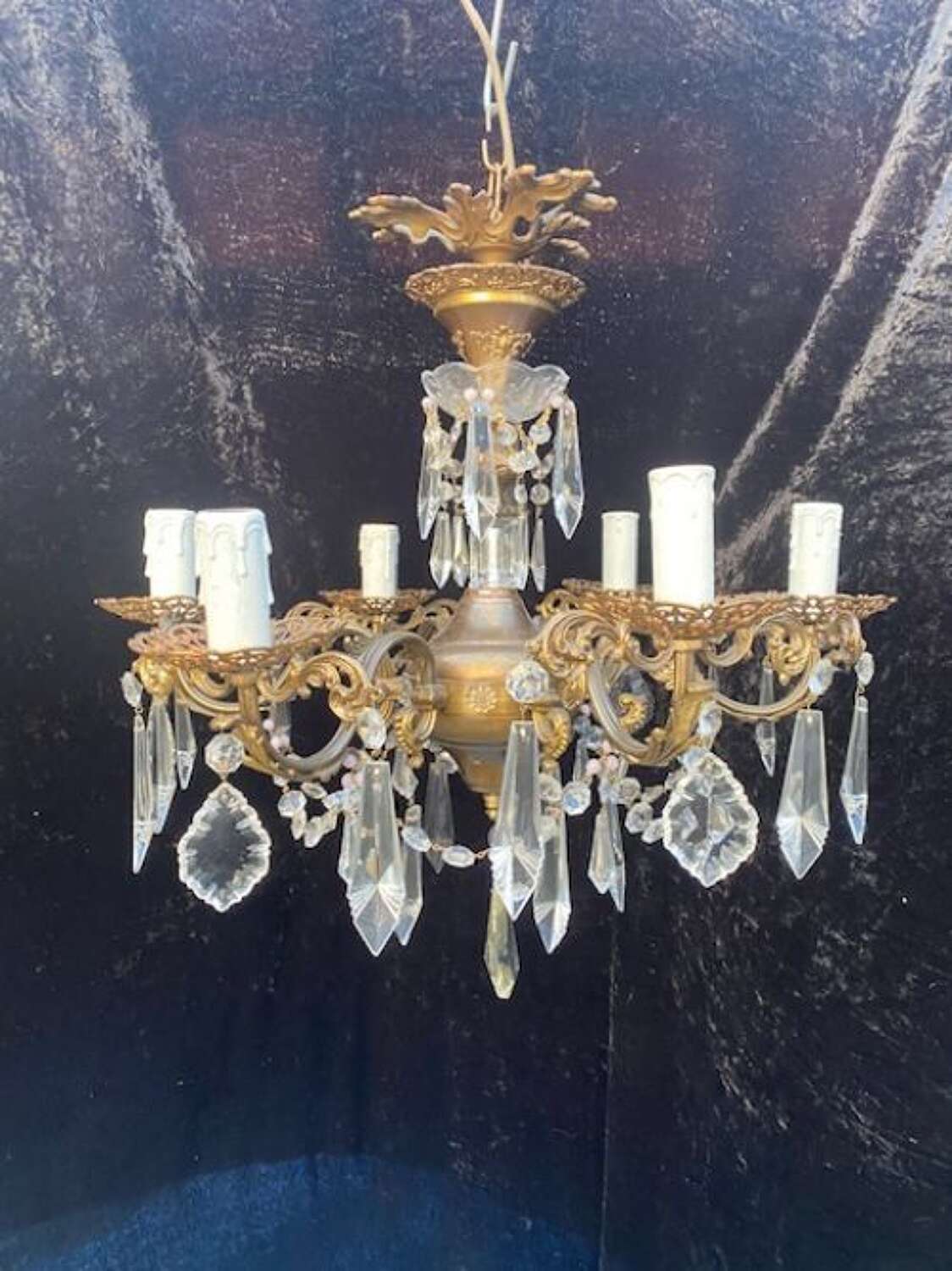 A Decorative Italian Six Light Brass Antique Chandelier