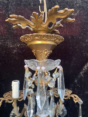 A Decorative Italian Six Light Brass Antique Chandelier