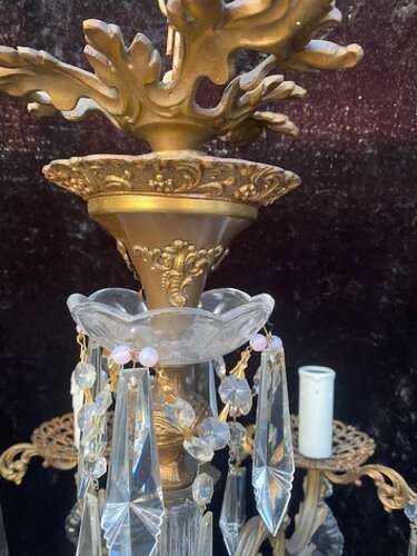 A Decorative Italian Six Light Brass Antique Chandelier