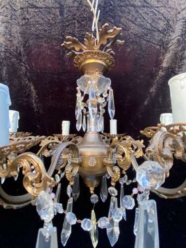A Decorative Italian Six Light Brass Antique Chandelier