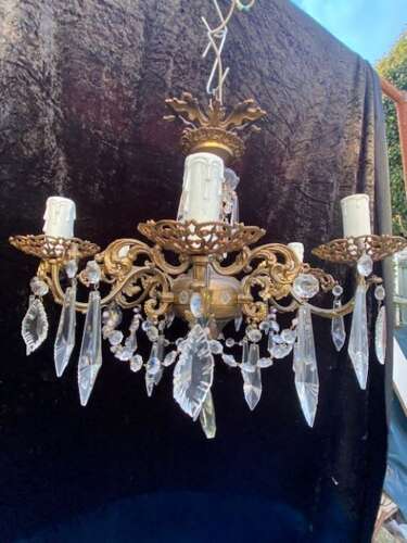 A Decorative Italian Six Light Brass Antique Chandelier