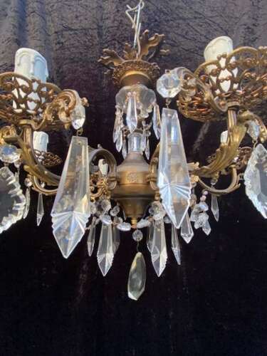 A Decorative Italian Six Light Brass Antique Chandelier