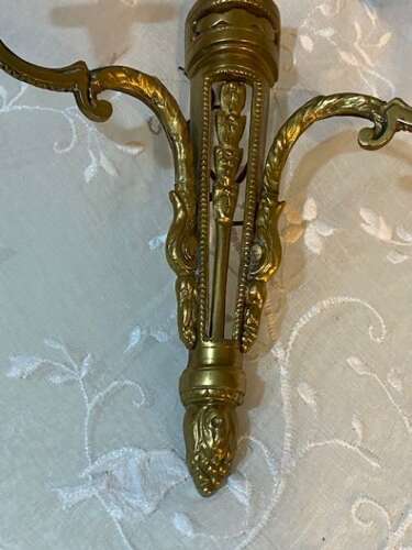 A Pair of French Antique Two Light Brass Antique Wall-lights