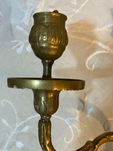 A Pair of French Antique Two Light Brass Antique Wall-lights