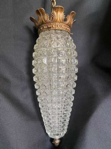 A Pair of French Antique Cut Glass Hall Lanterns