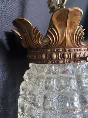 A Pair of French Antique Cut Glass Hall Lanterns