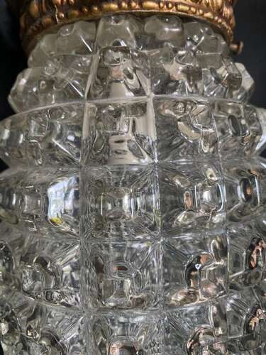 A Pair of French Antique Cut Glass Hall Lanterns