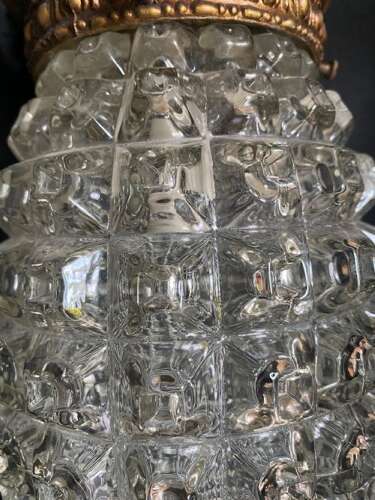 A Pair of French Antique Cut Glass Hall Lanterns
