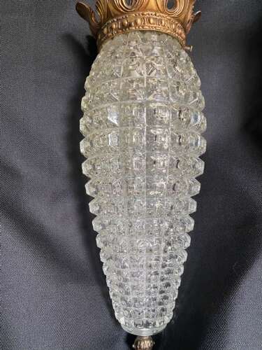 A Pair of French Antique Cut Glass Hall Lanterns