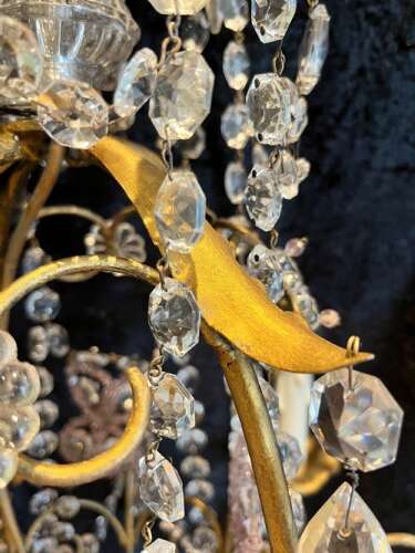 Antique Four Light Gilt and Crystal Chandelier from Belgium