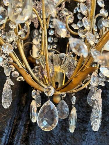 Antique Four Light Gilt and Crystal Chandelier from Belgium