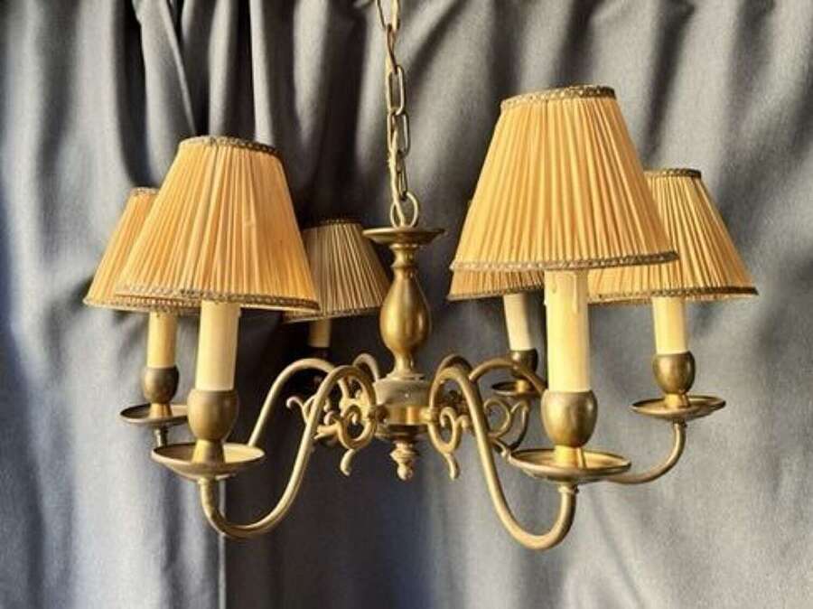 Six Light Dutch Pendant Chandelier. c1920
