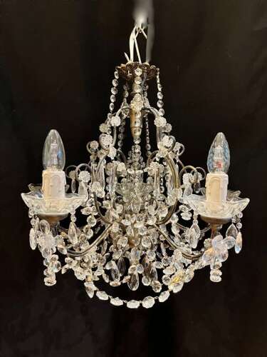 Five Light Italian Gilt Framed Antique Chandelier