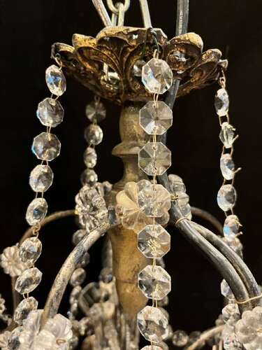 Five Light Italian Gilt Framed Antique Chandelier