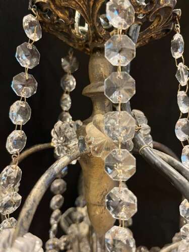 Five Light Italian Gilt Framed Antique Chandelier