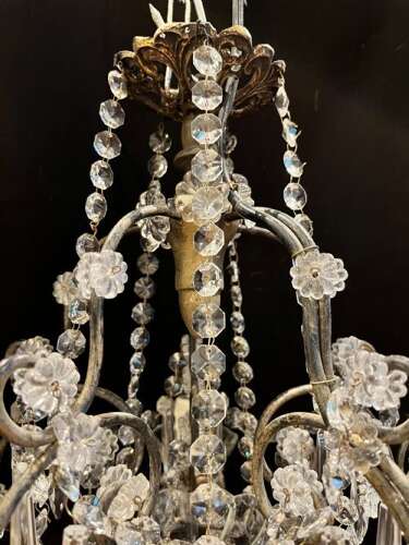 Five Light Italian Gilt Framed Antique Chandelier