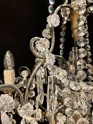 Five Light Italian Gilt Framed Antique Chandelier