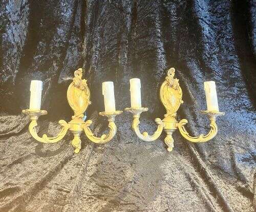 A Pair of French Brass Rococo Antique Wall-lights.