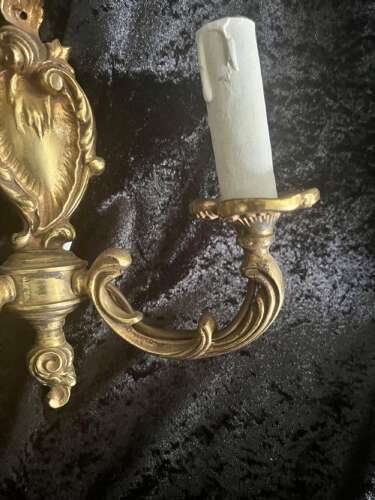 A Pair of French Brass Rococo Antique Wall-lights.