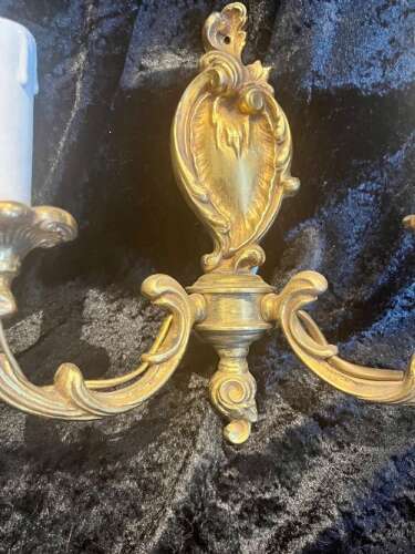 A Pair of French Brass Rococo Antique Wall-lights.