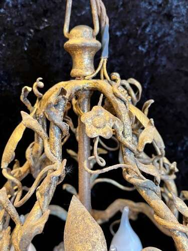 Italian Gilt Rustic Three Light Antique Lantern