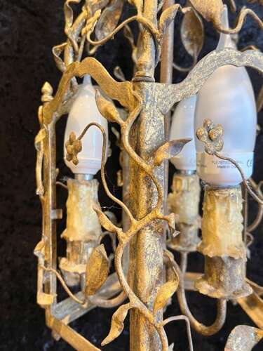Italian Gilt Rustic Three Light Antique Lantern