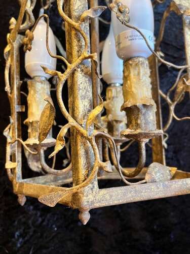 Italian Gilt Rustic Three Light Antique Lantern