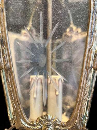 French Brass Gilded Three Light Antique Lantern