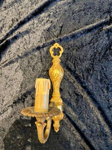 A Pair of Single Light Brass French Antique Wall-lights