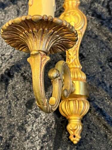 A Pair of Single Light Brass French Antique Wall-lights