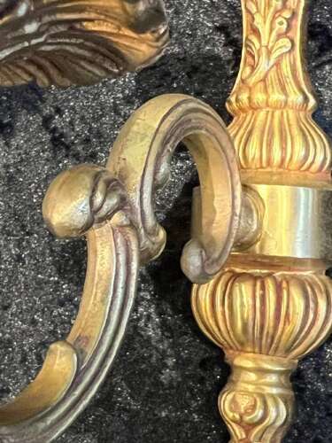 A Pair of Single Light Brass French Antique Wall-lights