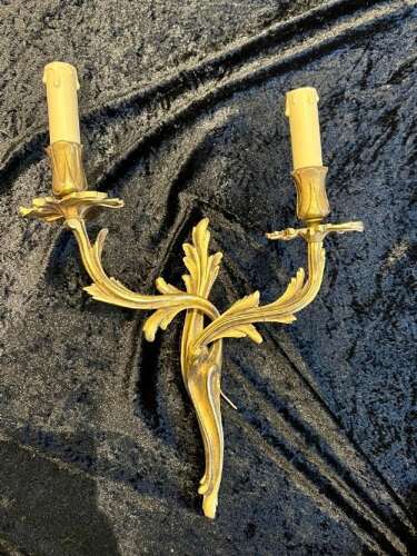 Pair of French Brass Antique Wall-scones