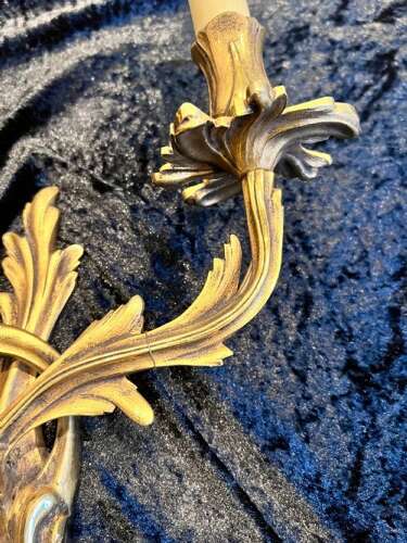 Pair of French Brass Antique Wall-scones
