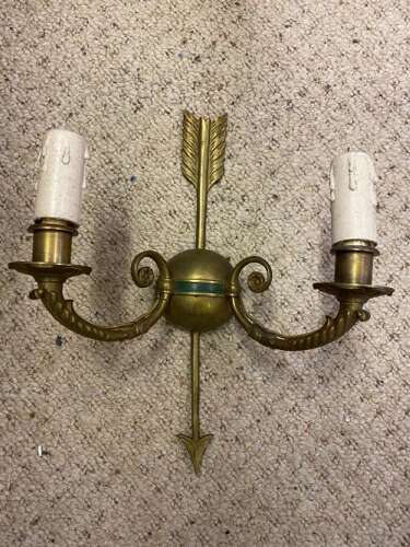 An Unsual Pair of Two Light French Spear Antique Wall-lights