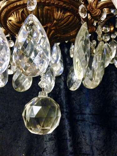 A Twenty Light Large Italian Brass and Crystal Antique Chandelier