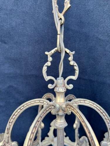 A Three Light French Antique Brass Lantern
