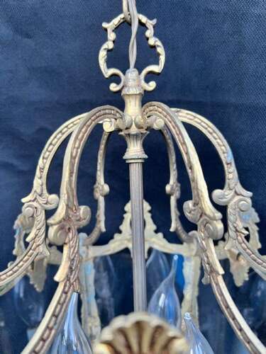 A Three Light French Antique Brass Lantern