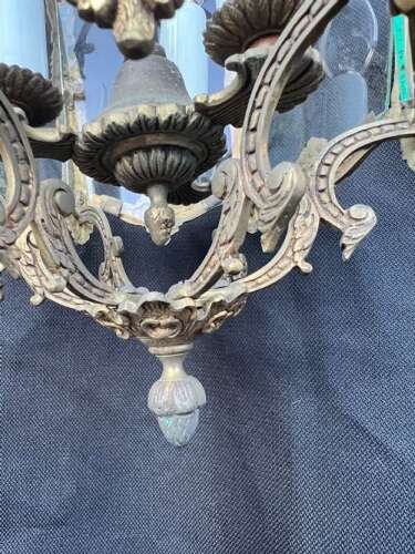 A Three Light French Antique Brass Lantern