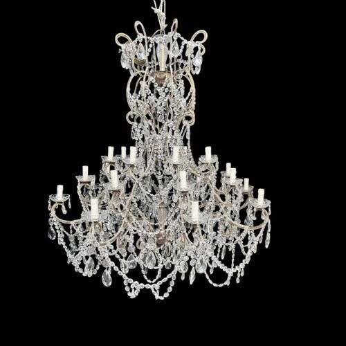 A Very Large 24 Light Florentine Beaded Gilt Chandelier