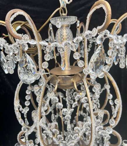 A Very Large 24 Light Florentine Beaded Gilt Chandelier
