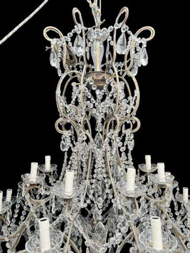 A Very Large 24 Light Florentine Beaded Gilt Chandelier