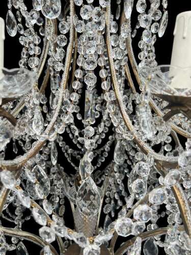 A Very Large 24 Light Florentine Beaded Gilt Chandelier