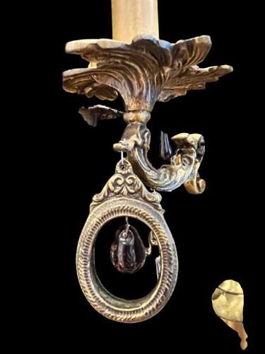 Five Light French Rococo Bronze Antique Chandelier