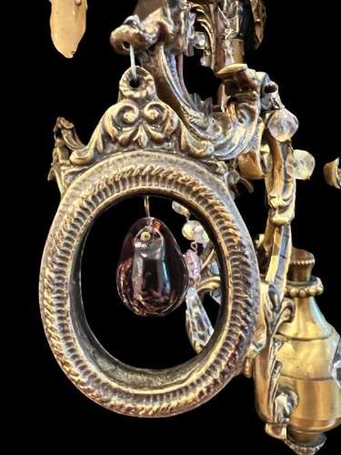 Five Light French Rococo Bronze Antique Chandelier
